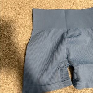 Women’s High-Waist Ribbed Bike Shorts — Blue